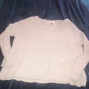 Lightweight heathered gray crew neck sweater
